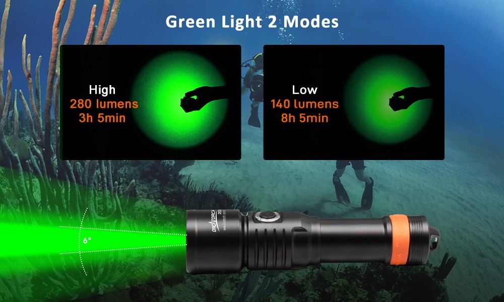 OrcaTorch D530 Green dive light