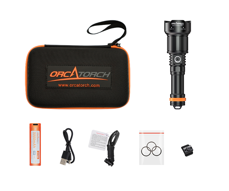 OrcaTorch ZD710 zoomable dive light package