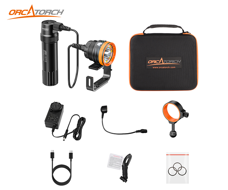 OrcaTorch FlexDive Canister Dive Light package
